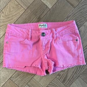 Y2K Mudd Women's Bright Pink Low Rise Jean Shorts